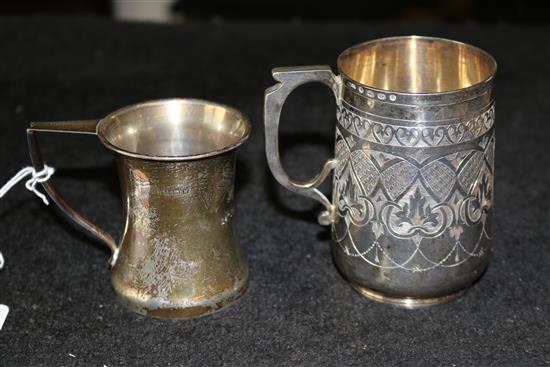 2 silver christening mugs